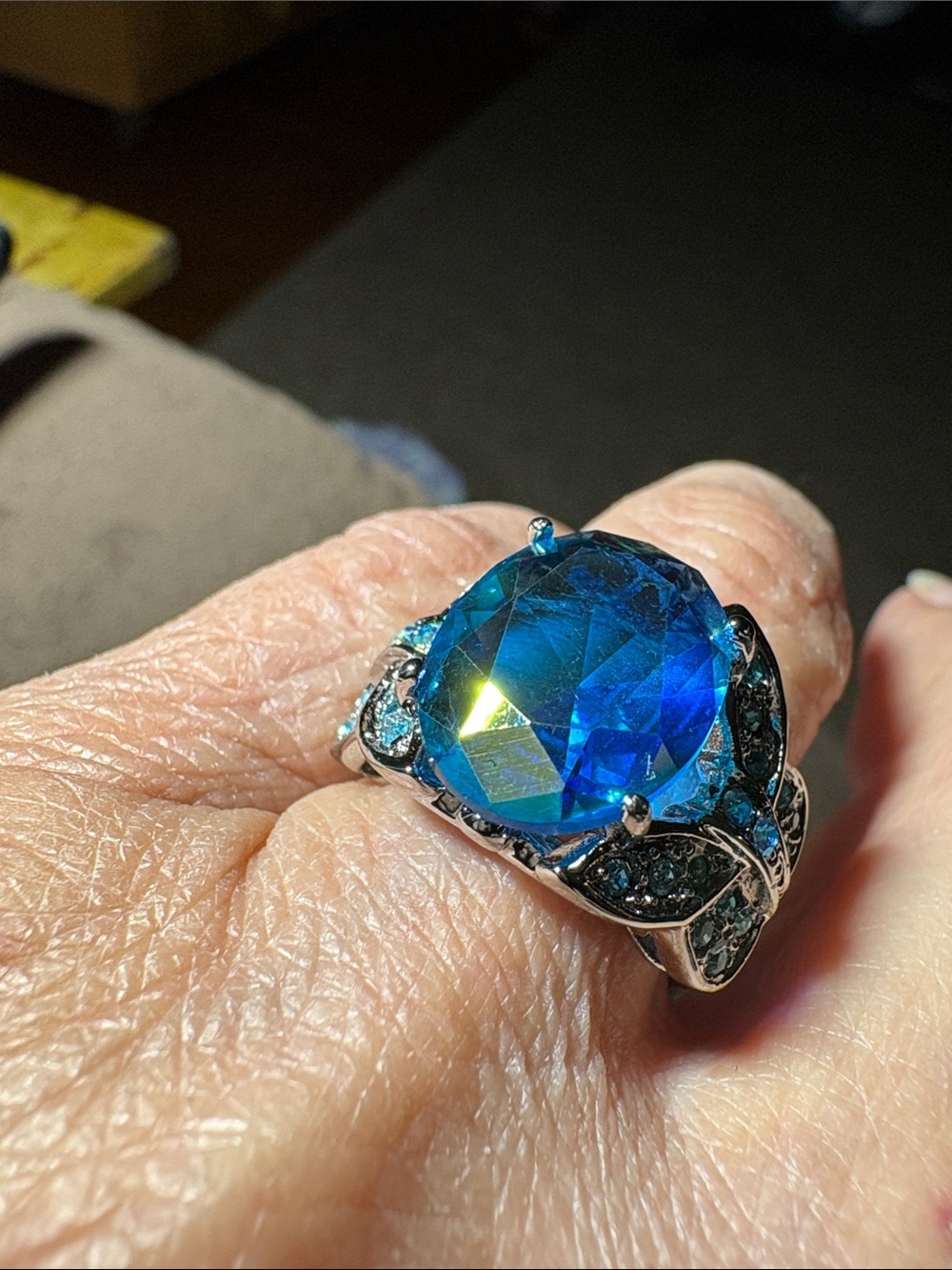 Kirks Folly Vibrant Blue Crystal Cocktail Ring